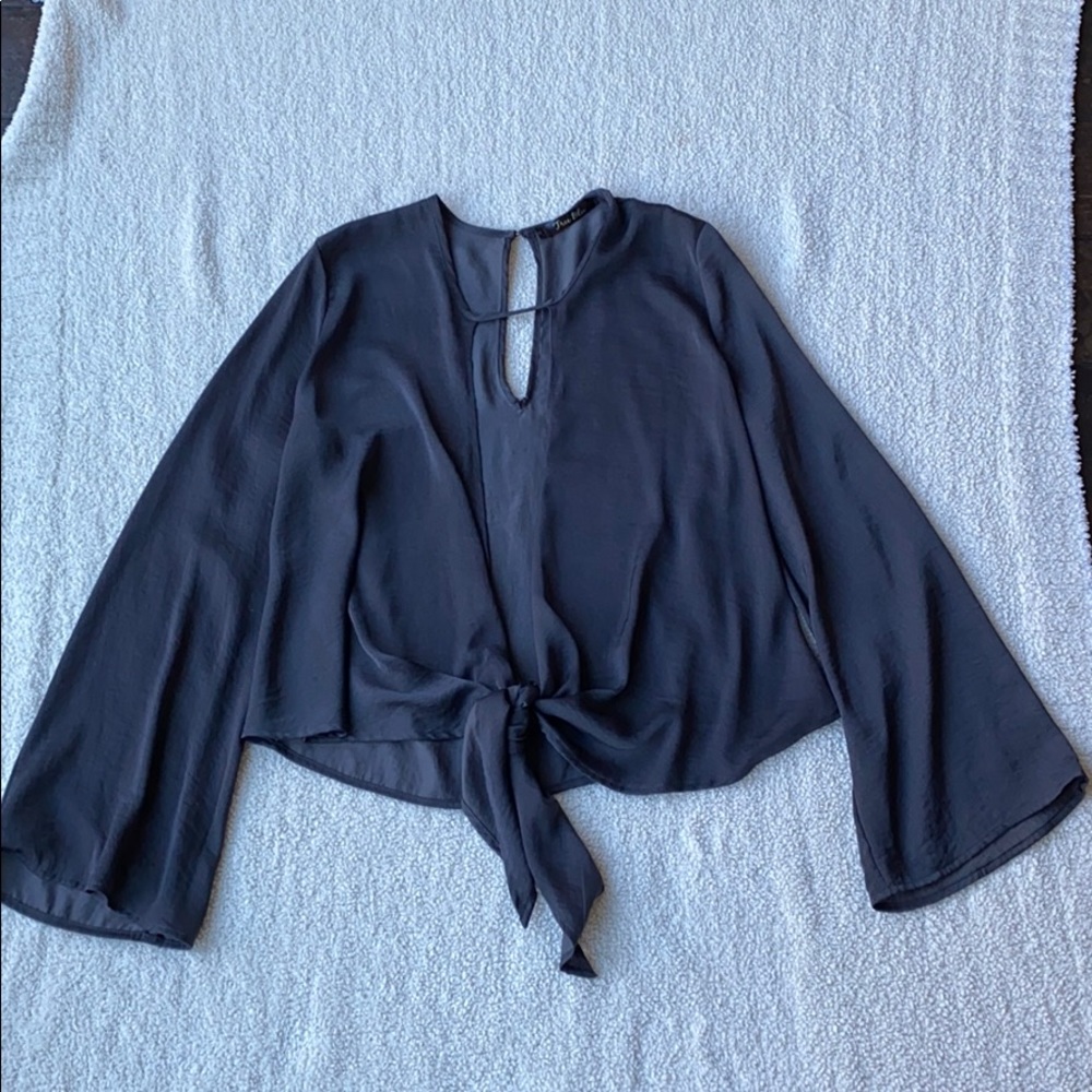 Planet Blue Grey Silk Top - Picture 3 of 7